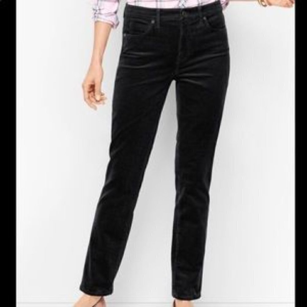 Talbots Corduroy Pant Trouser Legging Velvet Soft Black  Stretch Large Petite LP